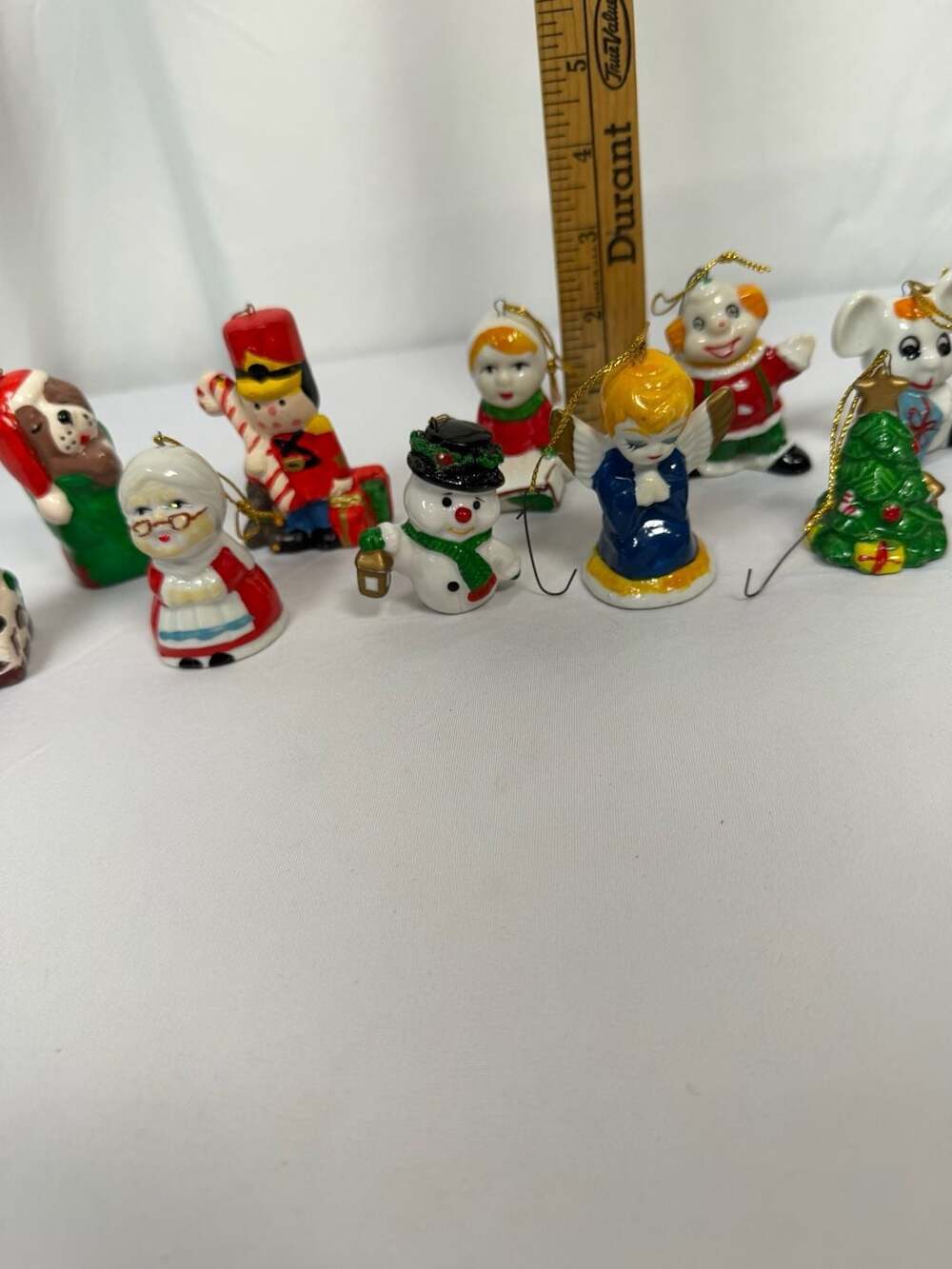 Vintage Ceramic Christmas Ornaments Set of 10 Handpainted Holiday Figures - Picture 6 of 6